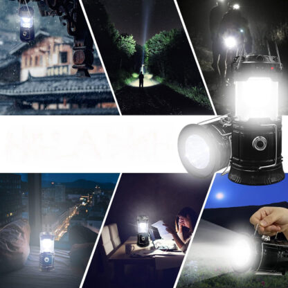 Lampa Solarna LED Latarka Turystyczna Biwakowa Akumulatorowa USB Powerbank - obrazek 4