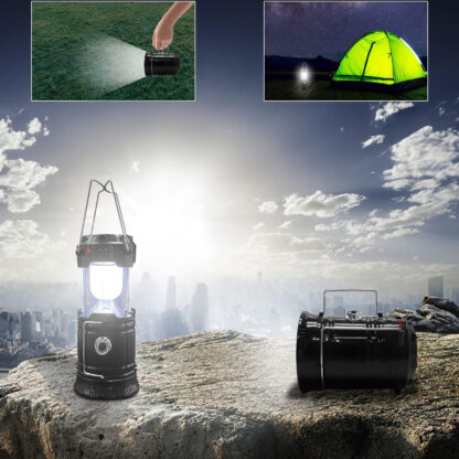 Lampa Solarna LED Latarka Turystyczna Biwakowa Akumulatorowa USB Powerbank - obrazek 3
