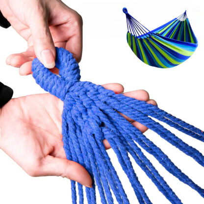 Hamak Ogrodowy Dwuosobowy Turystyczny Huśtawka do Ogrodu Duży Mocny 250x150 - obrazek 6