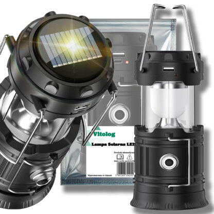 Lampa Solarna LED Latarka Turystyczna Biwakowa Akumulatorowa USB Powerbank